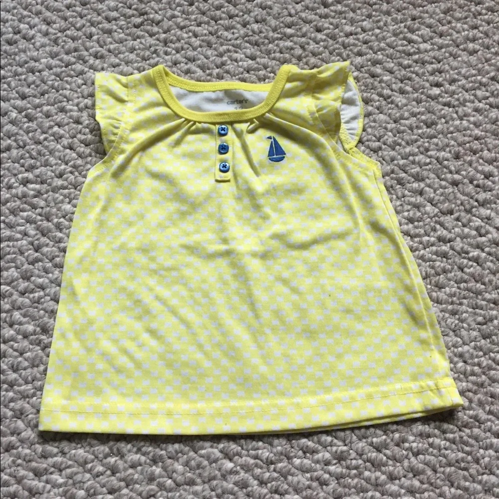 Carter's Baby Girl Size 12 Months Nautical Sailboat‎ Pajama Top Pants Shorts Set